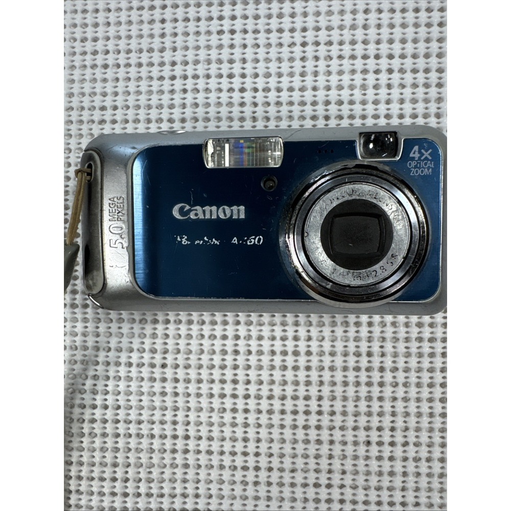 Canon PowerShot A460 5MP Digital Camera 4x Zoom Blue Silver For Parts PC1226